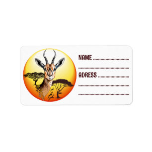 Gazelle African Antelope Wild Animal Adressaufkleber