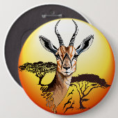 Gazelle African Antelope Wild Animal Button (Vorne & Hinten)