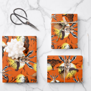 Gazelle African Antelope Wild Animal Geschenkpapier Set