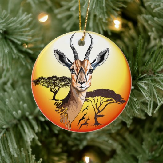 Gazelle African Antelope Wild Animal Keramik Ornament (Baum)