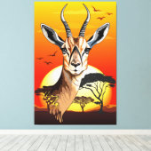 Gazelle African Antelope Wild Animal Leinwanddruck (Insitu (Holzboden))