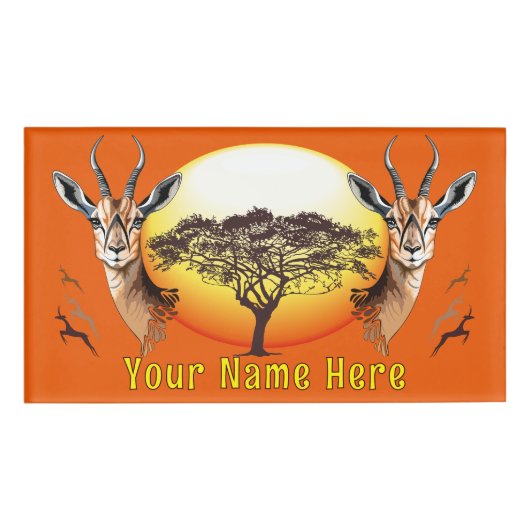 Gazelle African Antelope Wild Animal Namenschild (Vorderseite)