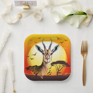 Gazelle African Antelope Wild Animal Pappteller