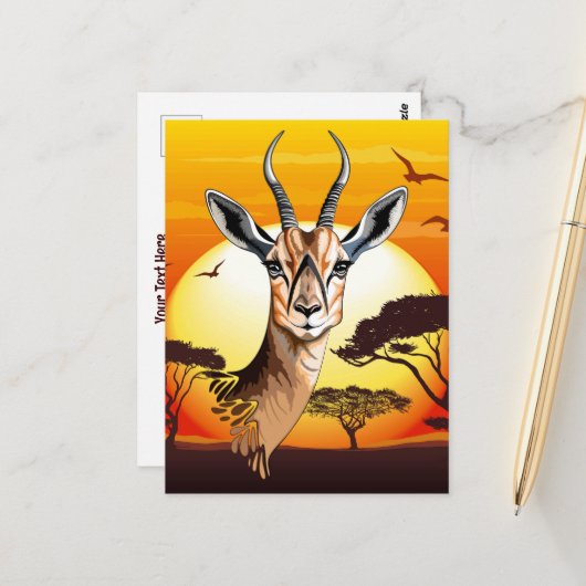 Gazelle African Antelope Wild Animal Postkarte (Vorderseite/Rückseite Beispiel)