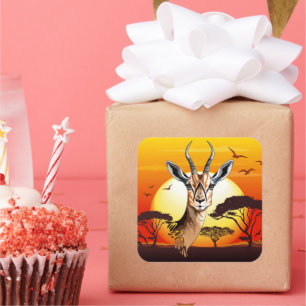 Gazelle African Antelope Wild Animal Quadratischer Aufkleber