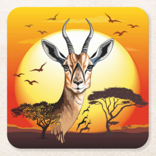 Gazelle African Antelope Wild Animal Rechteckiger Pappuntersetzer