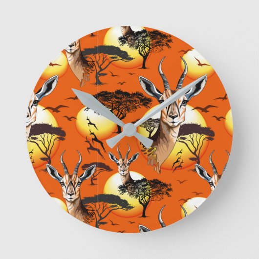 Gazelle African Antelope Wild Animal Runde Wanduhr (Vorderseite)