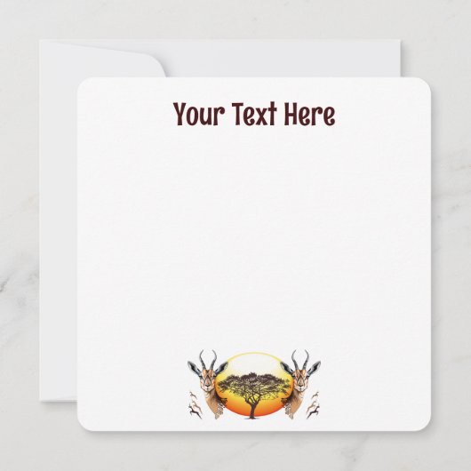 Gazelle African Antelope Wild Animal Save The Date (Rückseite)