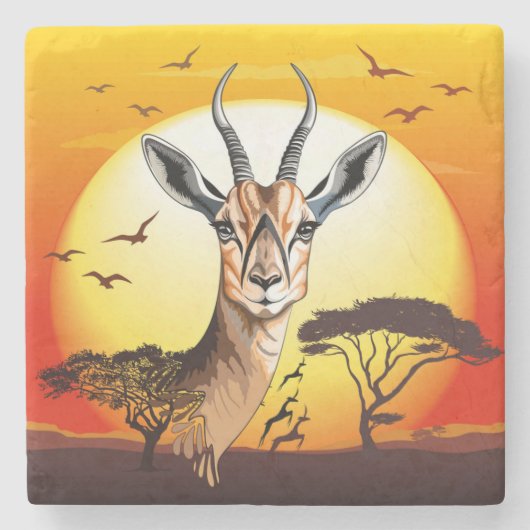 Gazelle African Antelope Wild Animal Steinuntersetzer (Vorderseite)