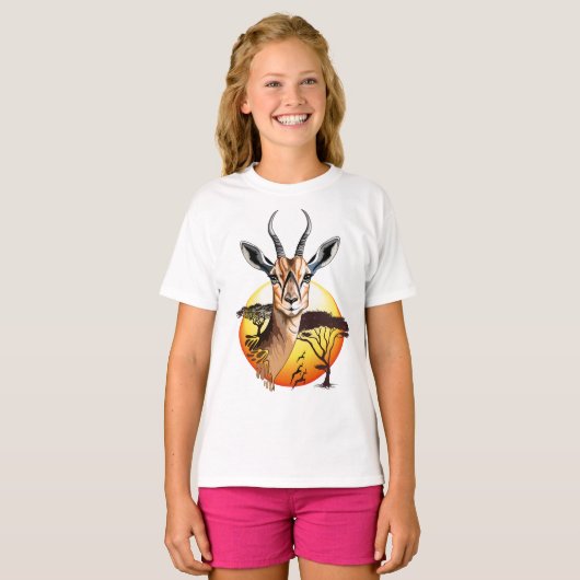 Gazelle African Antelope Wild Animal T-Shirt (Vorne ganz)