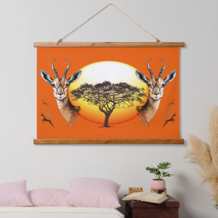 Gazelle African Antelope Wild Animal Wandteppich Mit Holzrahmen