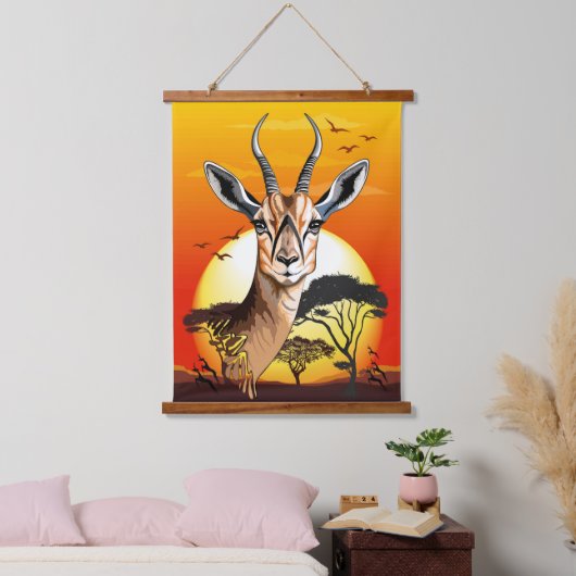 Gazelle African Antelope Wild Animal Wandteppich Mit Holzrahmen (Schlafzimmer)
