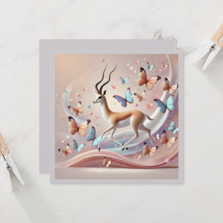 Gazelle and Butterflies Fantasy Art Einladung