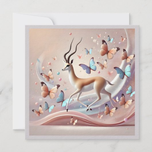 Gazelle and Butterflies Fantasy Art Einladung (Vorderseite)