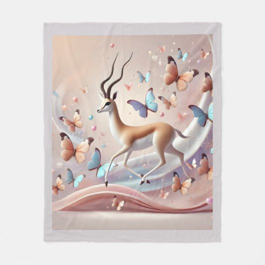 Gazelle and Butterflies Fantasy Art Fleecedecke (Vorderseite)