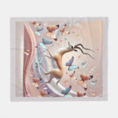 Gazelle and Butterflies Fantasy Art Fleecedecke (Vorderseite (Horizontal))