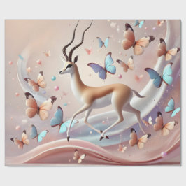 Gazelle and Butterflies Fantasy Art Geschenkpapier