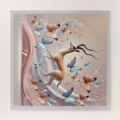 Gazelle and Butterflies Fantasy Art Puzzle (Horizontal)