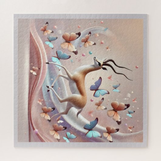 Gazelle and Butterflies Fantasy Art Puzzle (Horizontal)
