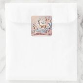 Gazelle and Butterflies Fantasy Art Quadratischer Aufkleber (Tasche)