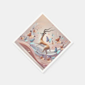 Gazelle and Butterflies Fantasy Art Serviette (Ecke)