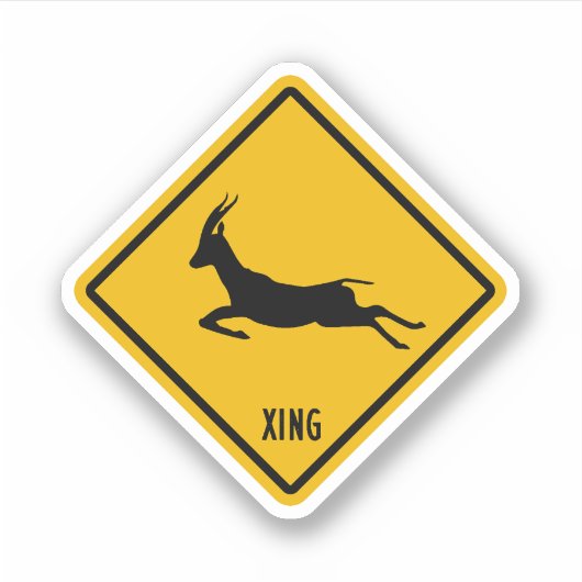Gazelle Crossing Sign, Gazelle Xing Aufkleber (Vorderseite)