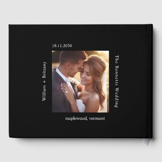 [GAZELLE] Elegante Schwarz-Weiß-Monochrome Hochzei Gästebuch (Rückseite)