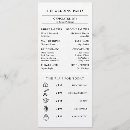 [GAZELLE] Elegante Schwarz-Weiß-Monochrome Hochzei Programm (Rückseite)