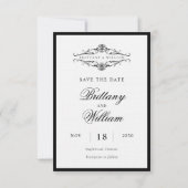 [GAZELLE] Elegante Schwarz-Weiß-Monochrome Hochzei Save The Date (Vorderseite)