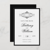 [GAZELLE] Elegante Schwarz-Weiß-Monochrome Hochzei Save The Date (Vorne/Hinten)