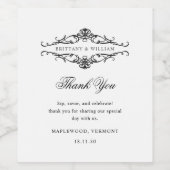 [GAZELLE] Elegante Schwarz-Weiß-Monochrome Hochzei Weinetikett (Einzelnes Label)