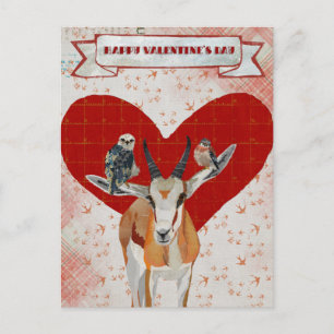GAZELLE & FEATHERS VALENTINE'S Postcard Feiertagspostkarte