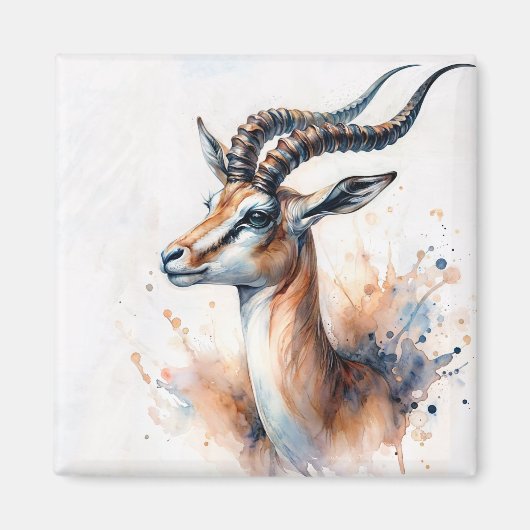 Gazelle Head Watercolor Portrait Magnet (Vorne)