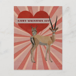 GAZELLE & OWL VALENTINE'S Postcard Feiertagspostkarte