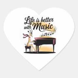 gazelle piano Herz-Aufkleber