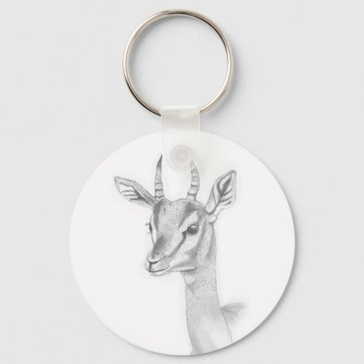 Gazelle Study in pencil Basic Button Key Ring Schlüsselanhänger (Vorderseite)