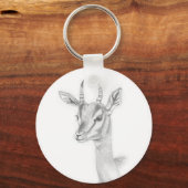 Gazelle Study in pencil Basic Button Key Ring Schlüsselanhänger (Vorderseite)
