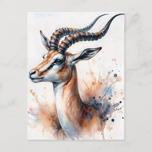 Gazelle Watercolor Portrait Postkarte (Vorderseite)