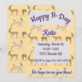 Gazelles Happy Birthday Einladung (Vorne/Hinten)