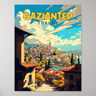 Gaziantep Turkey Vintage Illustration Poster