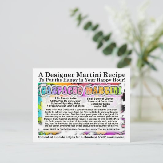 Gazpacho Martini Rezept Postkarte (Stehend Vorderseite)