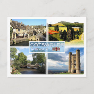 GB Cotswolds, Castle Combe, panorama of Field, Postkarte