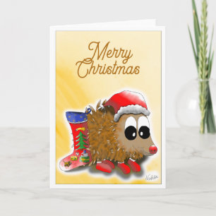 GB Holiday card with cute hedgehog Feiertagskarte