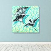 GB Print on canvas Manta Rays Leinwanddruck (Insitu (Holzboden))