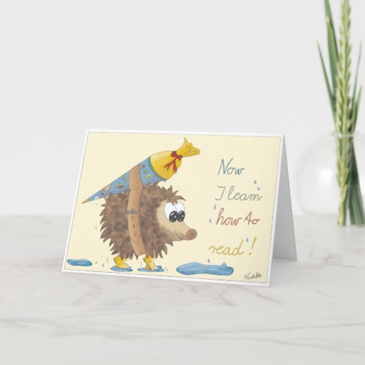 GB School enrollment card, lovingly hand-drawn boy Karte (Vorderseite)