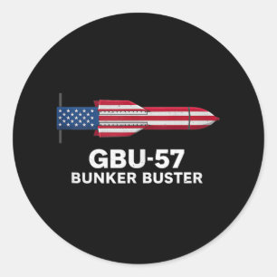 Gbu-57 Bunker Buster Amerikanische Flagge 4. Juli  Runder Aufkleber