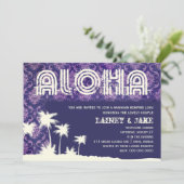 GC Aloha Luau Palm Lila Einladung (Stehend Vorderseite)