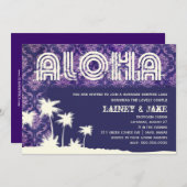GC Aloha Luau Palm Lila Einladung (Vorne/Hinten)
