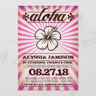 GC Aloha Sonnenuntergang Rosa Geburtstag Einladung
