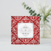 GC Erika Vintag Damask Ruby Red Einladung (Stehend Vorderseite)